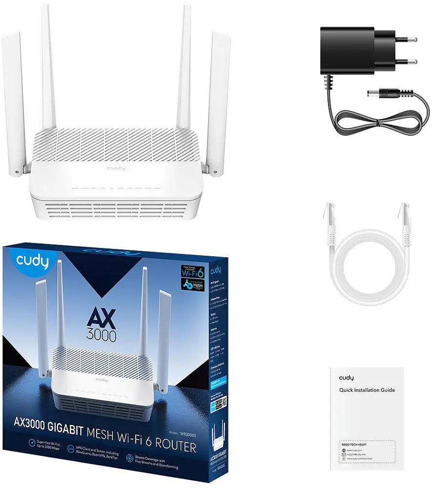 Маршрутизатор Cudy WR3000S, AX3000 Gigabit Wi-Fi 6 Mesh Router - фото 3