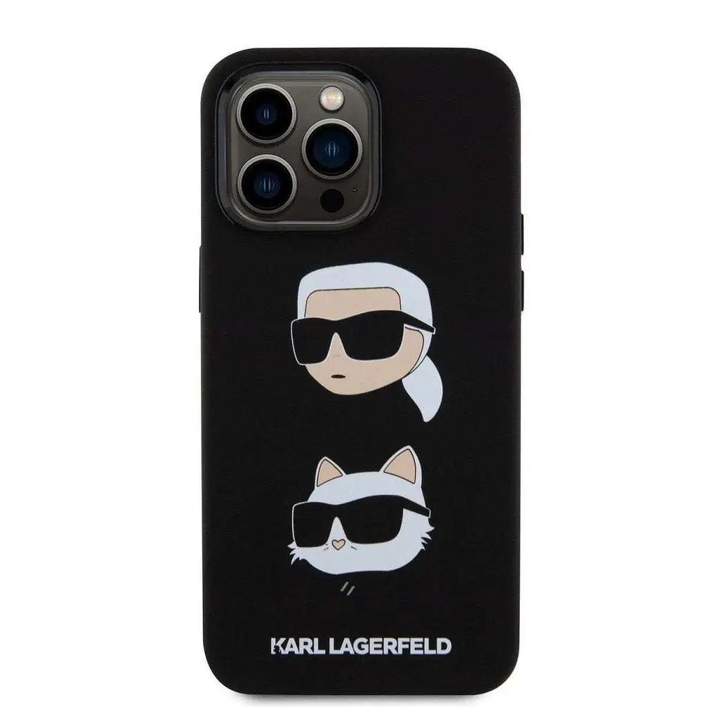 Чехол Karl Lagerfeld Liquid SilicOne Karl and Choupette Heads для iPhOne 15 Pro Max Black (57983116861) - фото 2