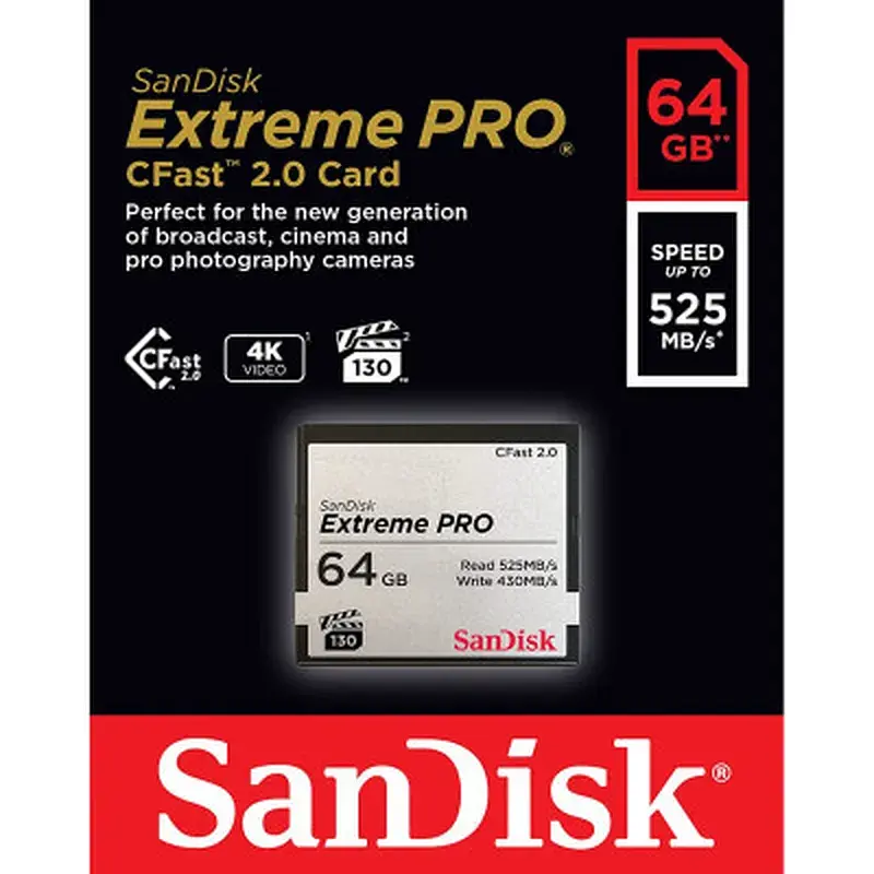 Карта пам'яті SanDisk 64GB CFast 2.0 Extreme Pro (SDCFSP-256G-G46D) - фото 3