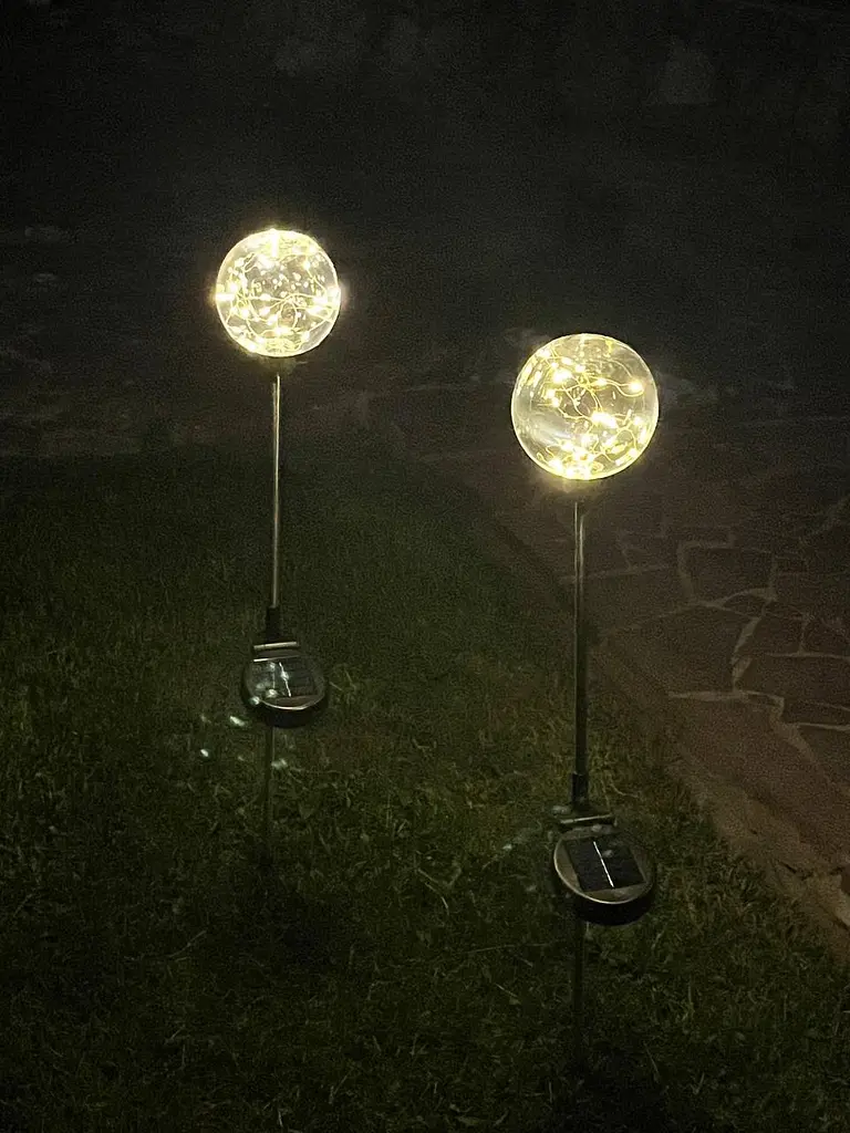 Садовий світильник 2 шт SunLamp 10501 на сонячній батареї куля 20см 20 LED тепло-біле світло - фото 9