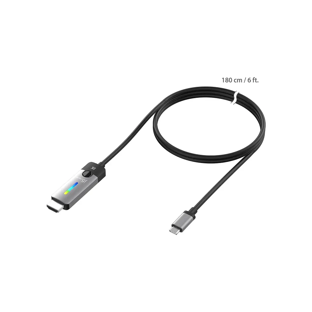 Кабель мультимедійний USB-C to HDMI M 1.8m 8K 60Hz LED RGB J5create (JCC157-N) - фото 3