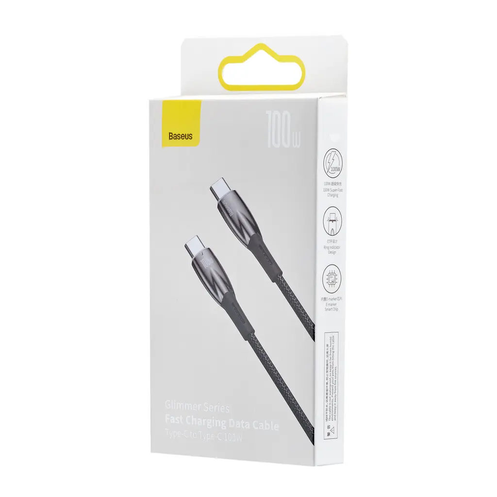 Кабель Baseus Gli ммer Series Fast Charging Data Cable Type-C to Type-C 100W 1 м Чорний - фото 2