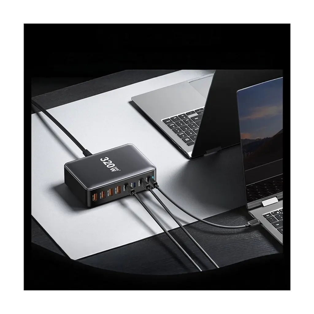 Зарядное устройство для Essager 4xUSB-C + 4xUSB 320W GaN (EZC320W-QJB0G-Z) - фото 6