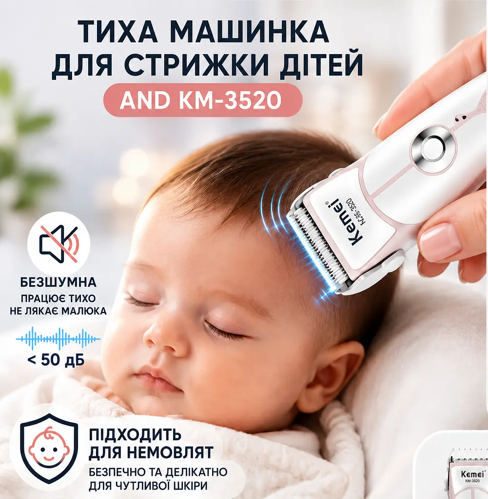 Безшумна машинка для стрижки дітей AND KM-3520 - фото 3