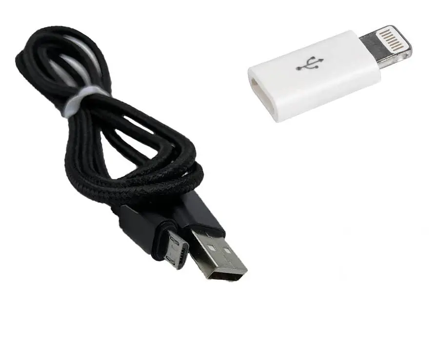 Набір Кабель USB-microUSB тканинний Black та Адаптер Lightning 8 (vol-1015)