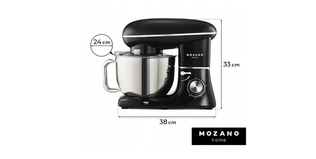 Кухонний комбайн Mozano професійний тістоміс Kitchen Machine 2300 Вт чаша 6,2 л Black Кулінарна книга в подарунок - фото 4