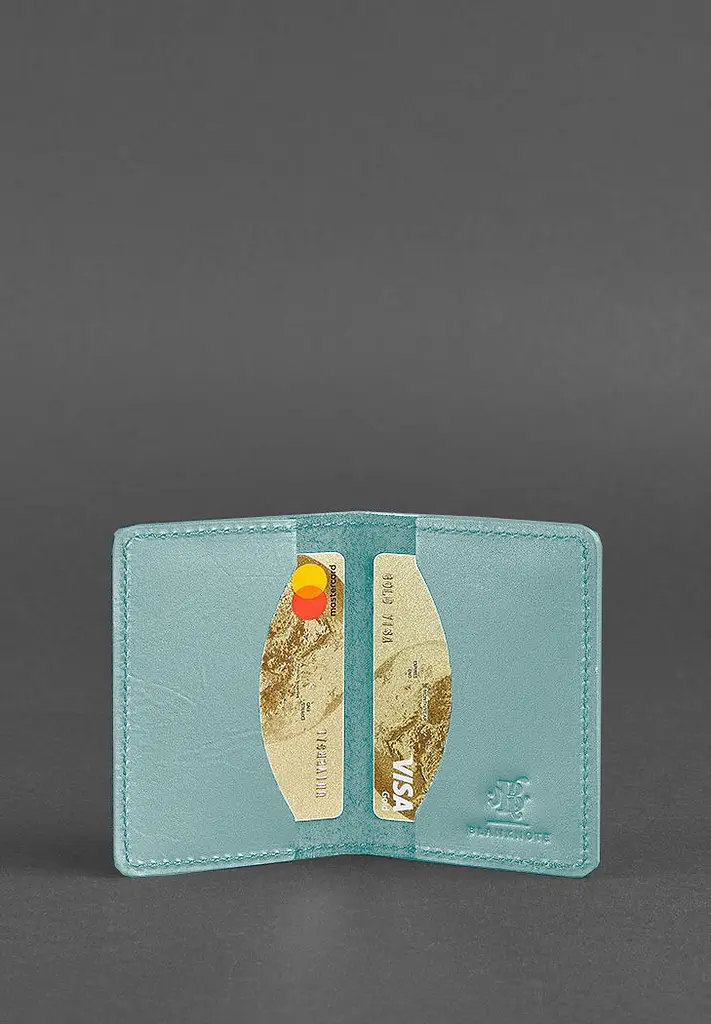 Женский кожаный кард-кейс (визитница) 6.0 бирюзовый - фото 3