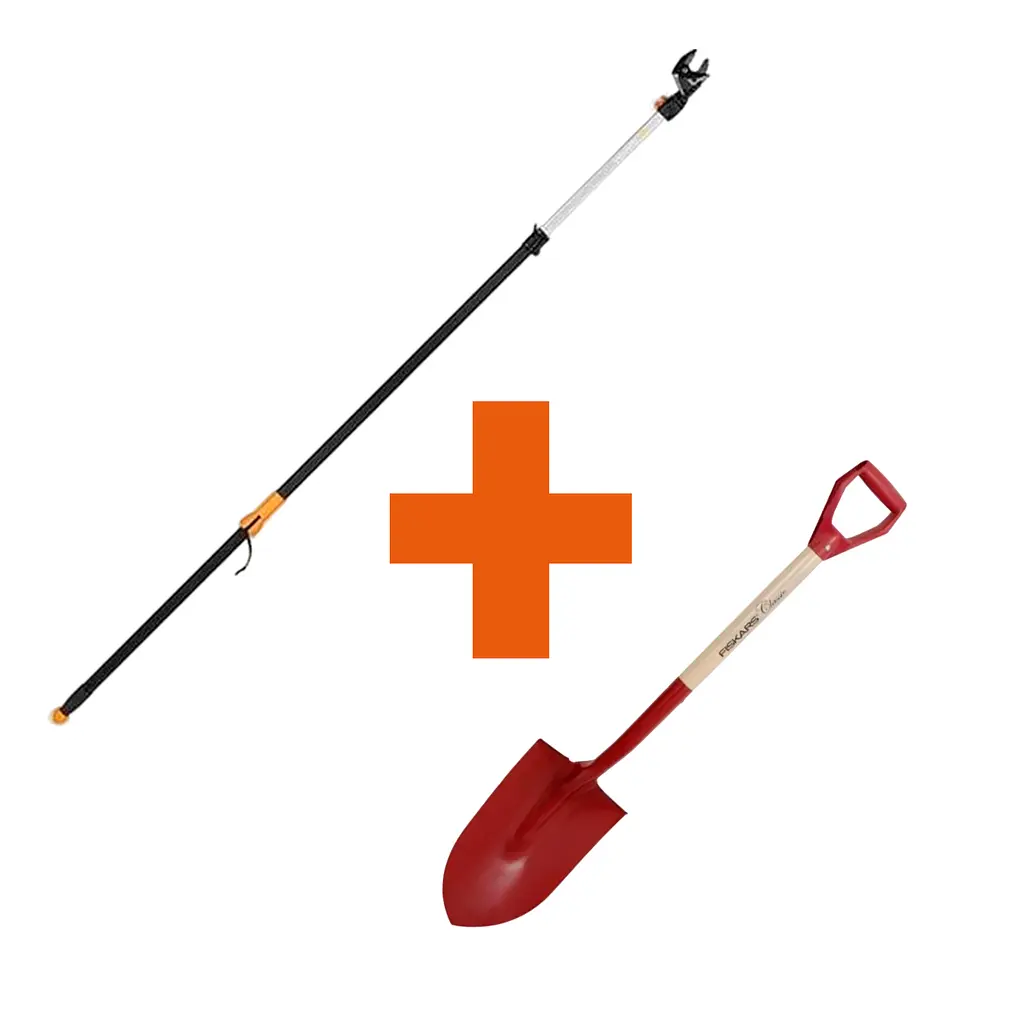 Набір Fiskars: Гілкоріз телескопічний UPN86 + Лопата садова штикова Classic FSC