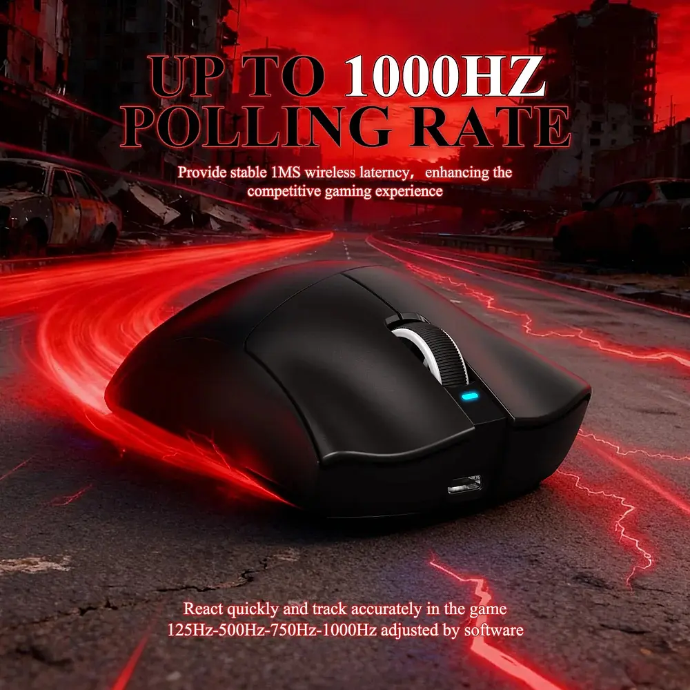 Мишка Attack Shark V3Pro Ultra-Light, Wireless/Bluetooth, 25000dpi. (PAW3311), 6кн., Black - фото 6
