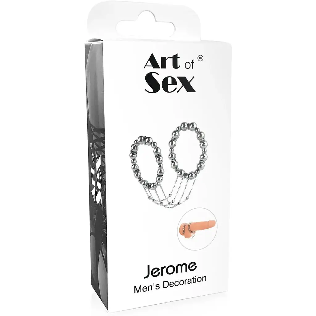 Сексуальна прикраса на пеніс та машонку Art of Sex - Jerome, Срібло - фото 5