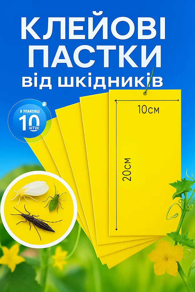 Жовті клейові пастки від білокрилки та інших шкідників 10 шт - фото 2