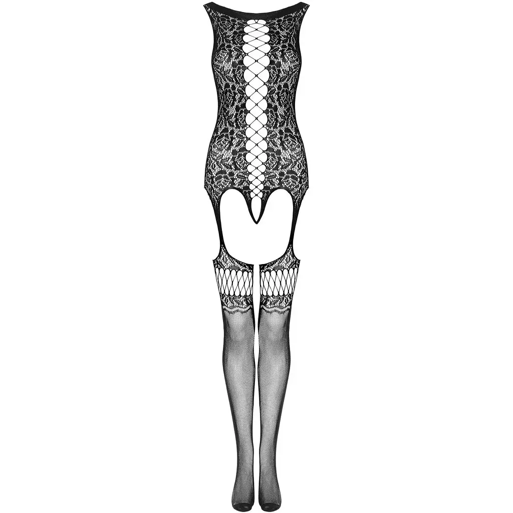 Бодістокінг Obsessive Bodystocking F236 S/Ml/L, глибоке декольте, імітація шнурівки - фото 5