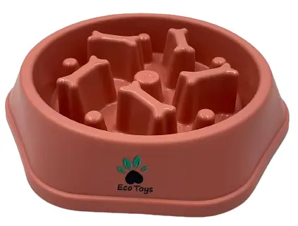 Миска для повільного годування для собак EcoToys пластикова коралова 23.5х4.5 см 6879 - фото 6