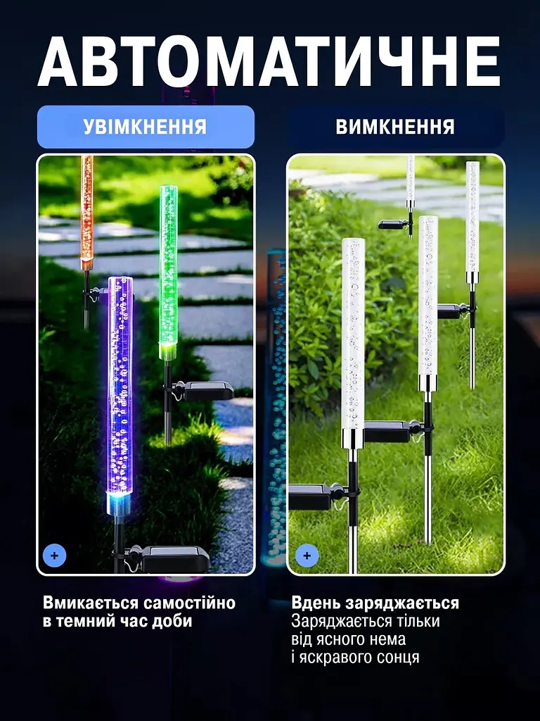 Багатобарвний вуличний світильник на сонячній батареї — Бульбашки - фото 7