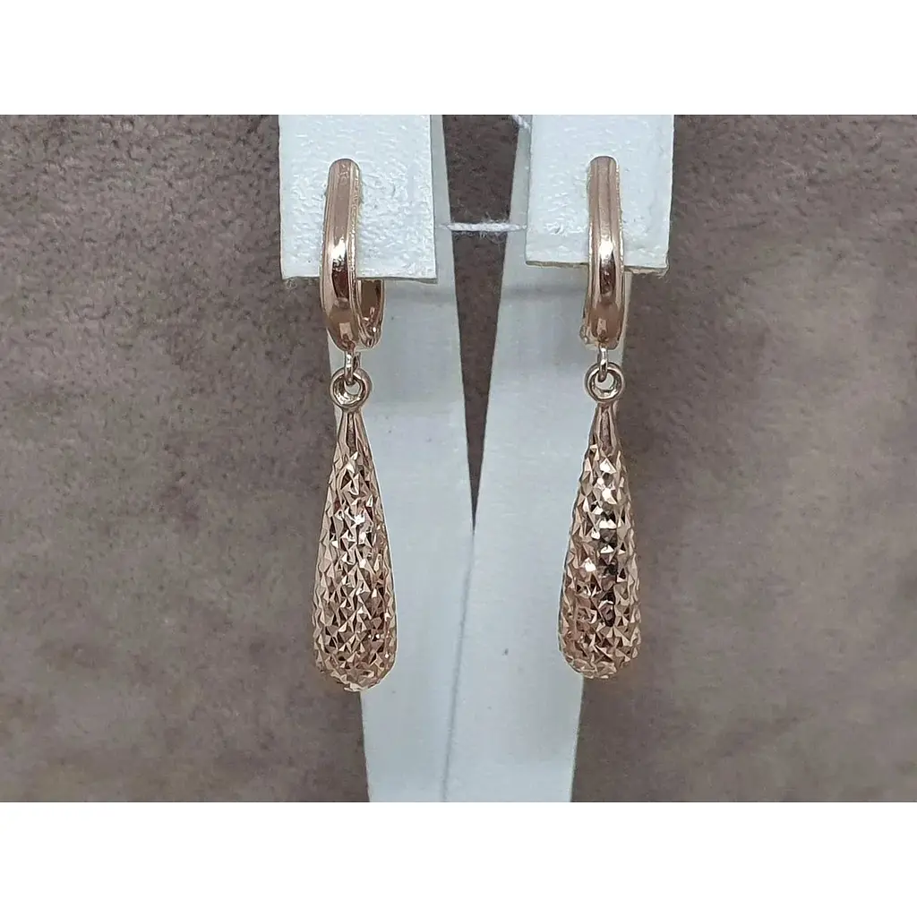 Золотые серьги-подвески Favoritum с алмазной гранью. 210268_А - фото 4