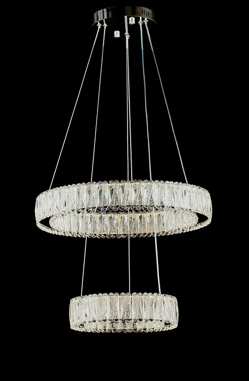 Підвісна світлодіодна люстра Splendid Ray L50804/500+300/2 LED (CH), 2 кільця, пульт, димер, 80 W - фото 3