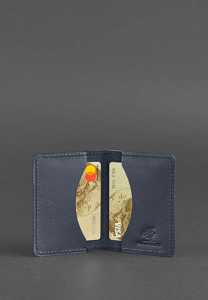 Шкіряний кард-кейс (візитниця) 6.0 темно-синій - фото 3