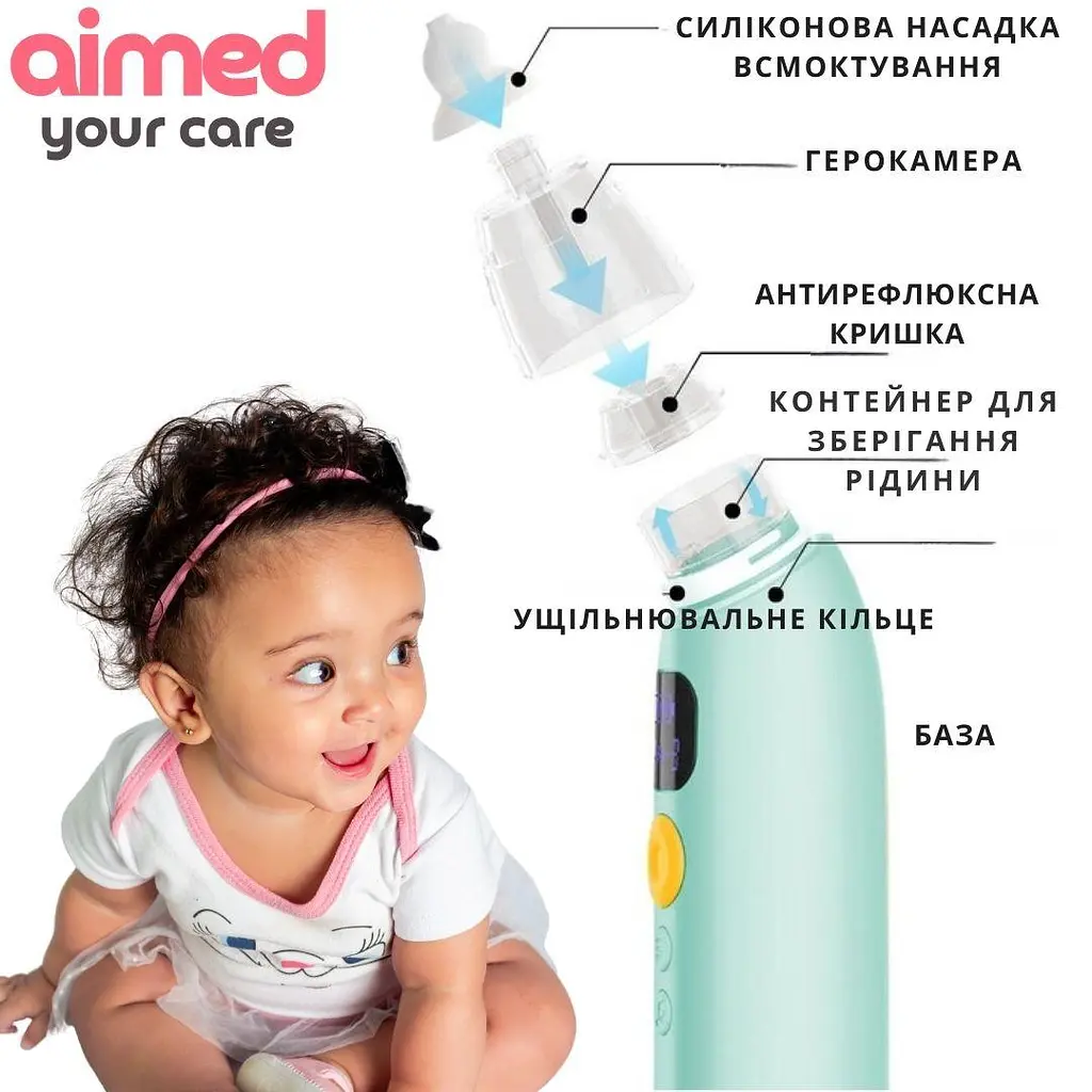 Електронний назальний аспіратор AIMED Baby Nose Master колір бірюзовий - фото 6
