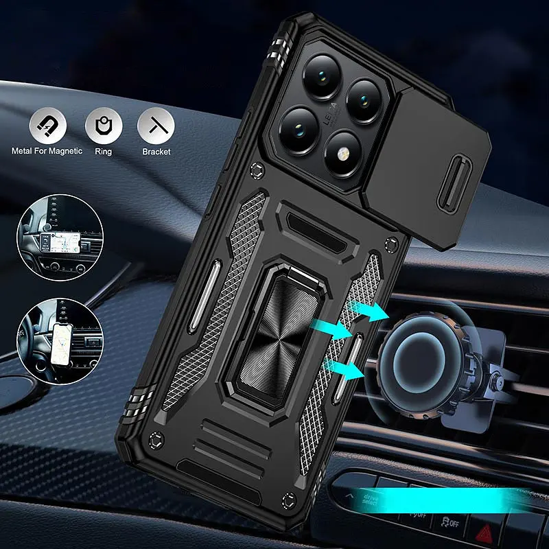 Ударопрочный чехол Camshield Army Ring для Xiaomi 14T Pro Черный / Black - фото 2