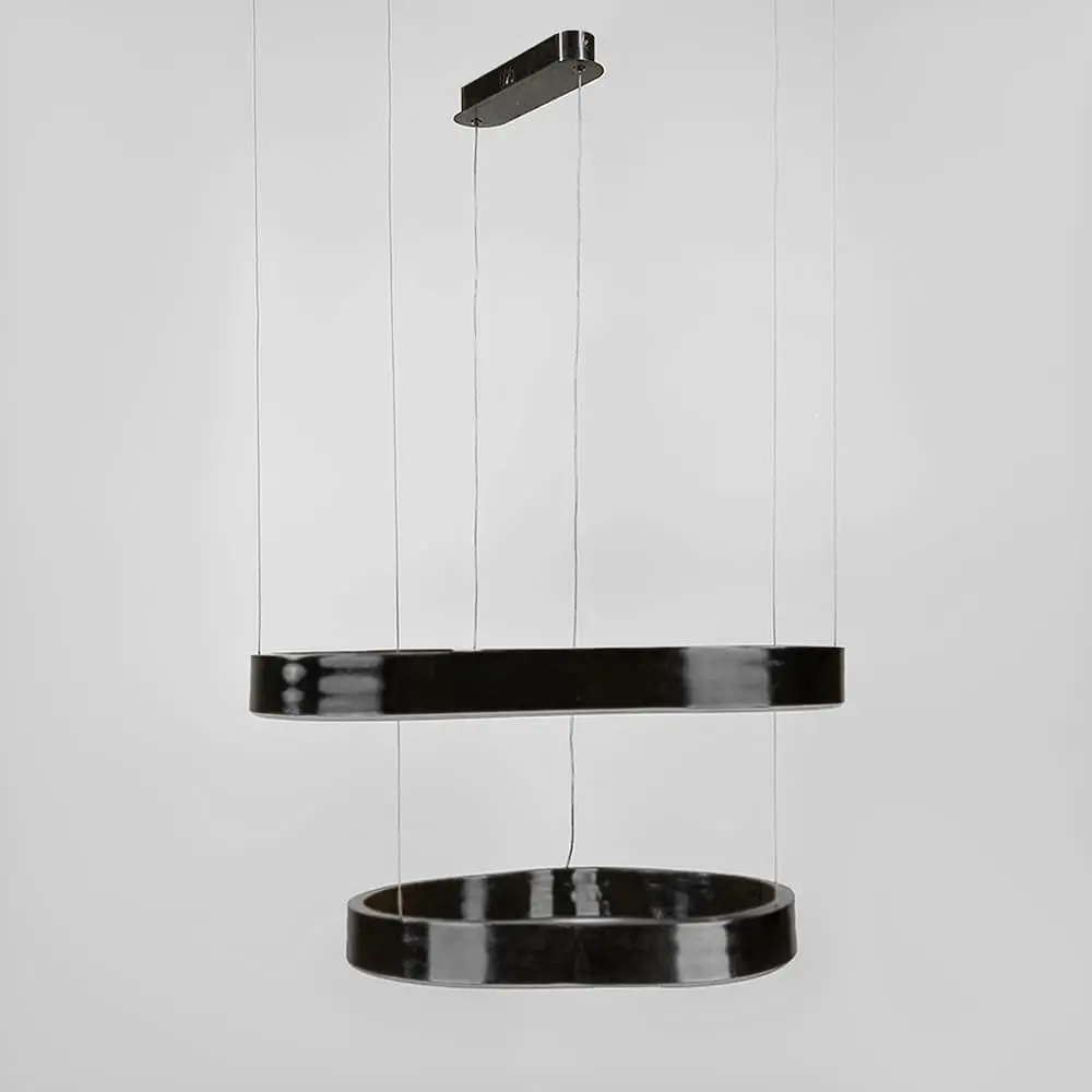 Необычная и эффектная люстра на 2 яруса 60+40 см в черном корпусе Ст. PCL004-600*400 BK | Line F - фото 6