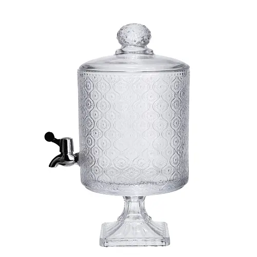 Лимонадница с краном на подставке стеклянная 4.5 л 39 см Прозрачный Yiwu HP-19-3045-7 - фото 3