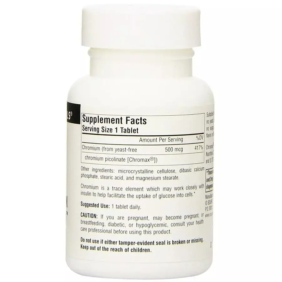 Піколінат хрому Source Naturals Ultra Chromium Picolinate 500 mcg Yeast-Free 60 таблеток для підтримки рівня цукру в крові - фото 2