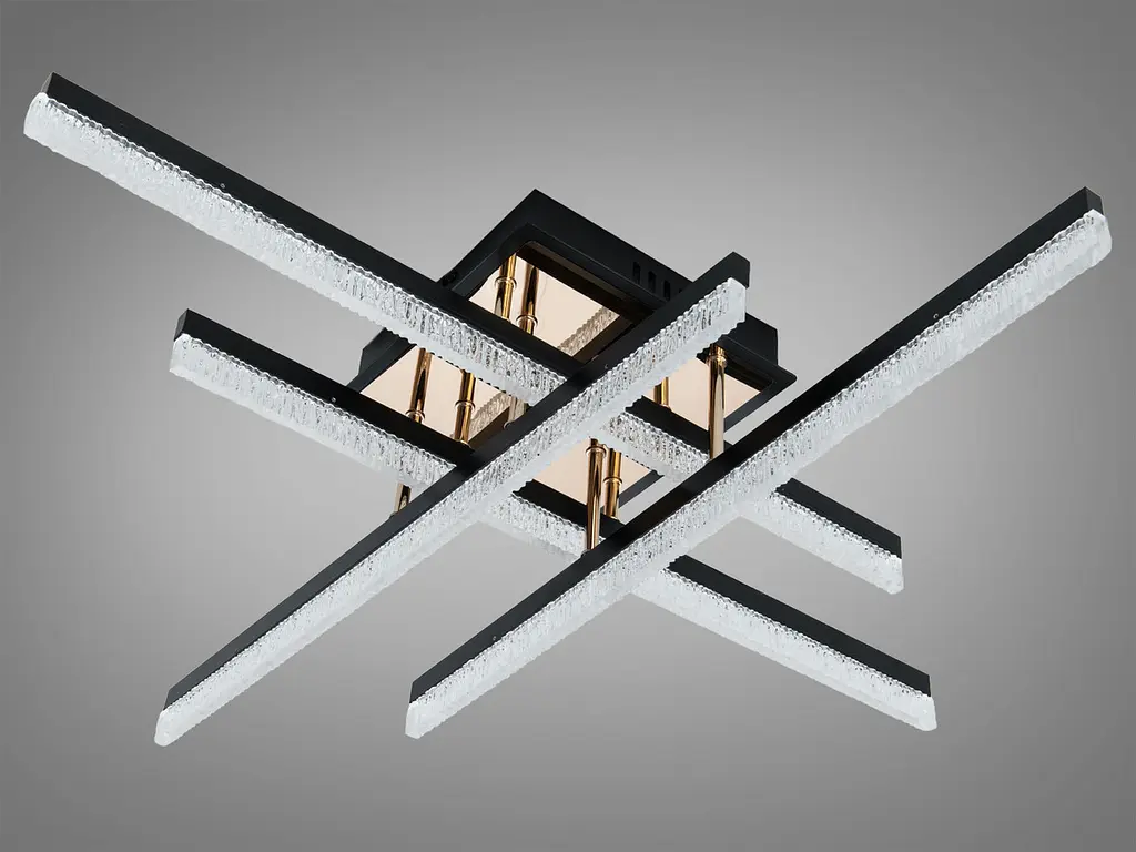 Сучасна стельова LED-люстра Diasha SX1010/4BK, чорна, 60W, акрилові перетинні світлові планки - фото 5