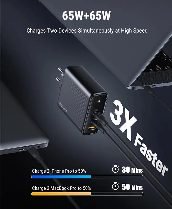 Зарядное устройство адаптер питания Voltme 140W GaN V1152 черный (вилка EU) - фото 5
