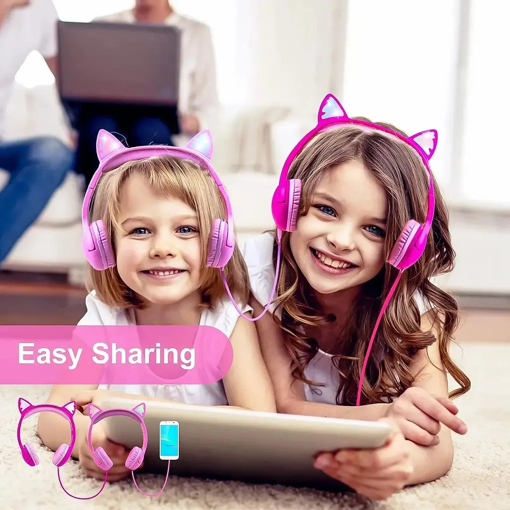 Дитячі навушники Light Up Cat Ear для iPad Fire Tablet Kindle 85 дБ - фото 6