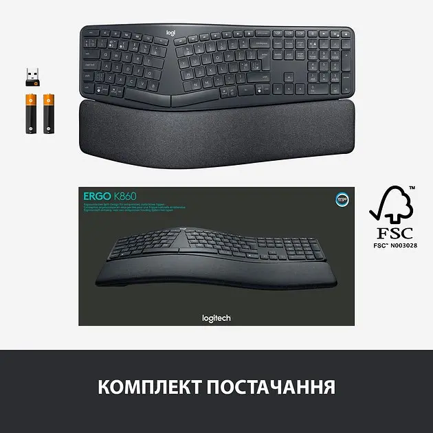 Клавиатура беспроводная Logitech Ergo K860 Bluetooth/Wireless UA черная - фото 4