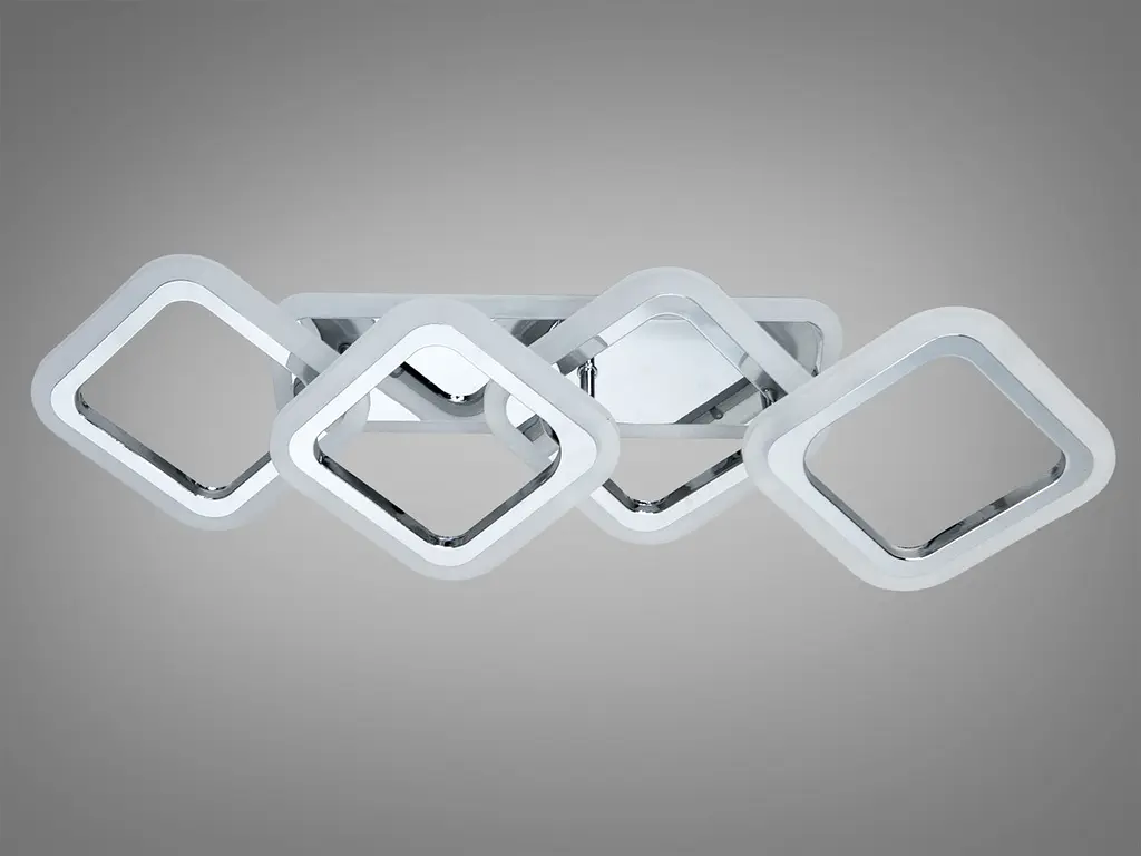 Люстра стельова LED Diasha HA8160/2+2HR, 60W, 3200K/4100K/6500K, хром, сучасний стиль для дому - фото 4