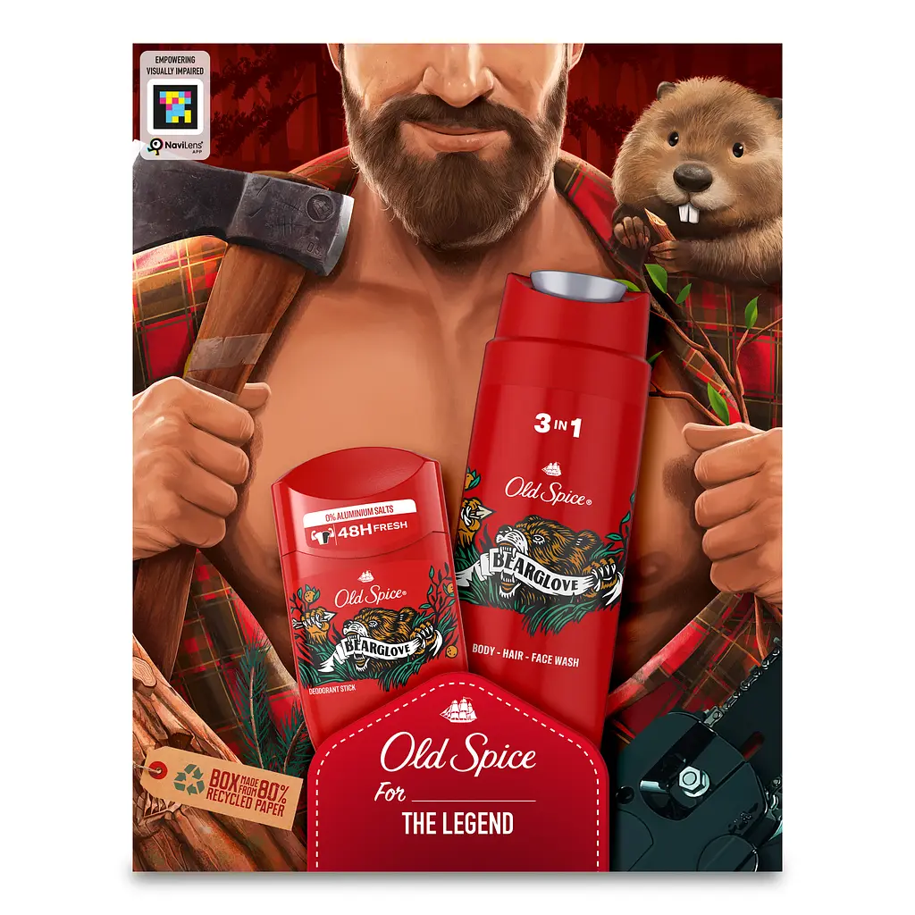 Подарочный набор для мужчин Old Spice Lumberjack Bearglove: твердый дезодорант 50 мл + гель для душа 3 в 1 250 мл - фото 2