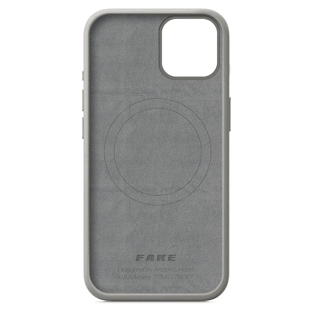Кожаный чехол-панель для Apple iPhone 15, FAKE Leather Case, серый, искусственная кожа, премиальный, противоударный, защита всего корпуса, с мягкой подкладкой, поддержка MagSafe и беспроводной зарядки, ArmorStandart (ARM76289) - фото 2
