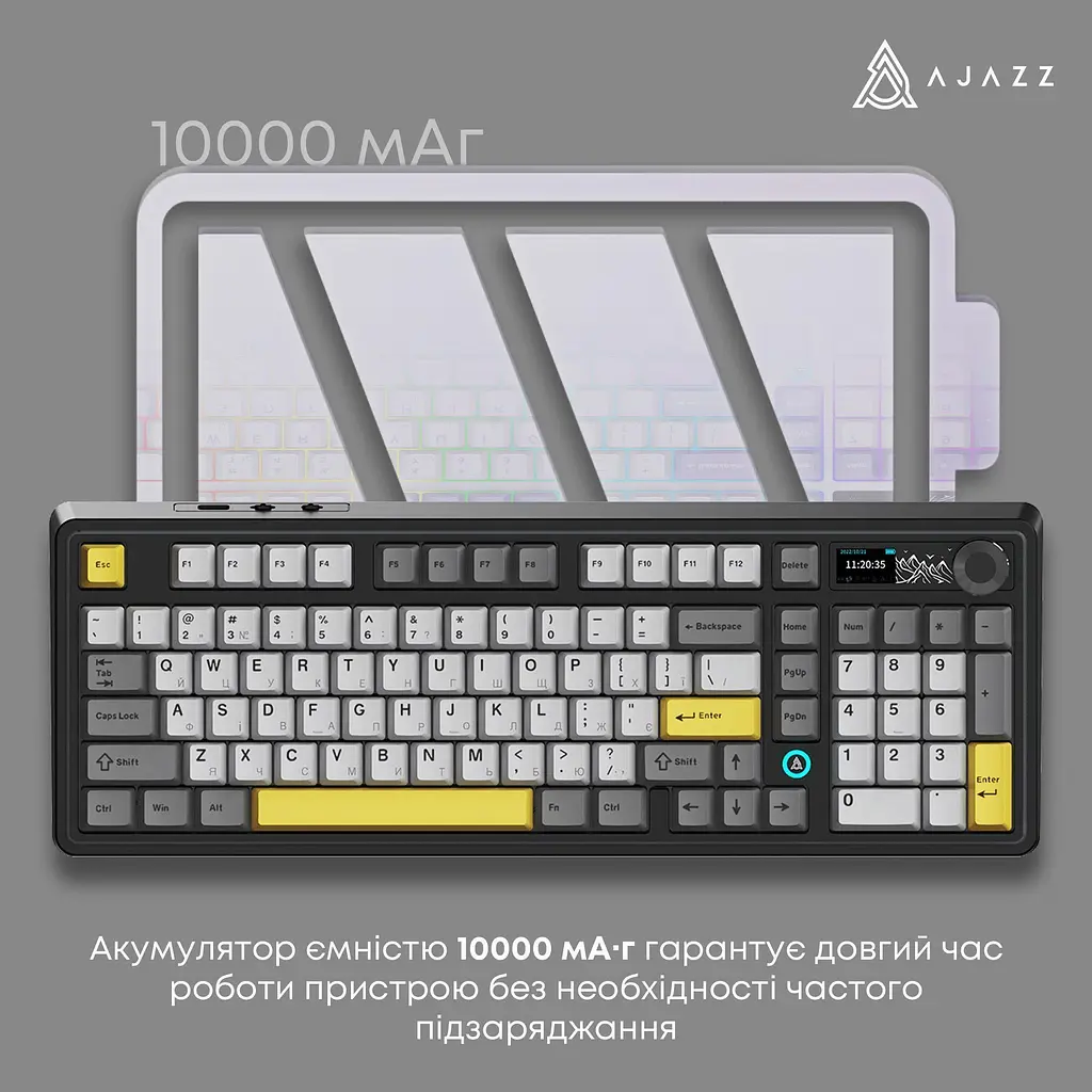 Клавіатура Ajazz AK980 V2 Maillard Switch Black/Grey/Yellow (AK980-V2-M-BGY) [161116] - фото 12