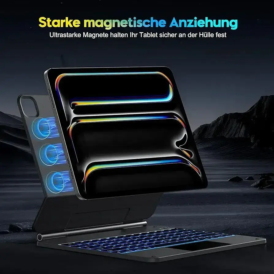 Чохол-клавіатура OMOTON для планшета iPad Pro 13" M4 2024 з під'єднанням через Bluetooth та тачпадом чорний (SKU-149) - фото 4