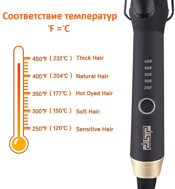 Плойка для завивки волосся DSP 20106 кераміка 19 мм Чорний - фото 3