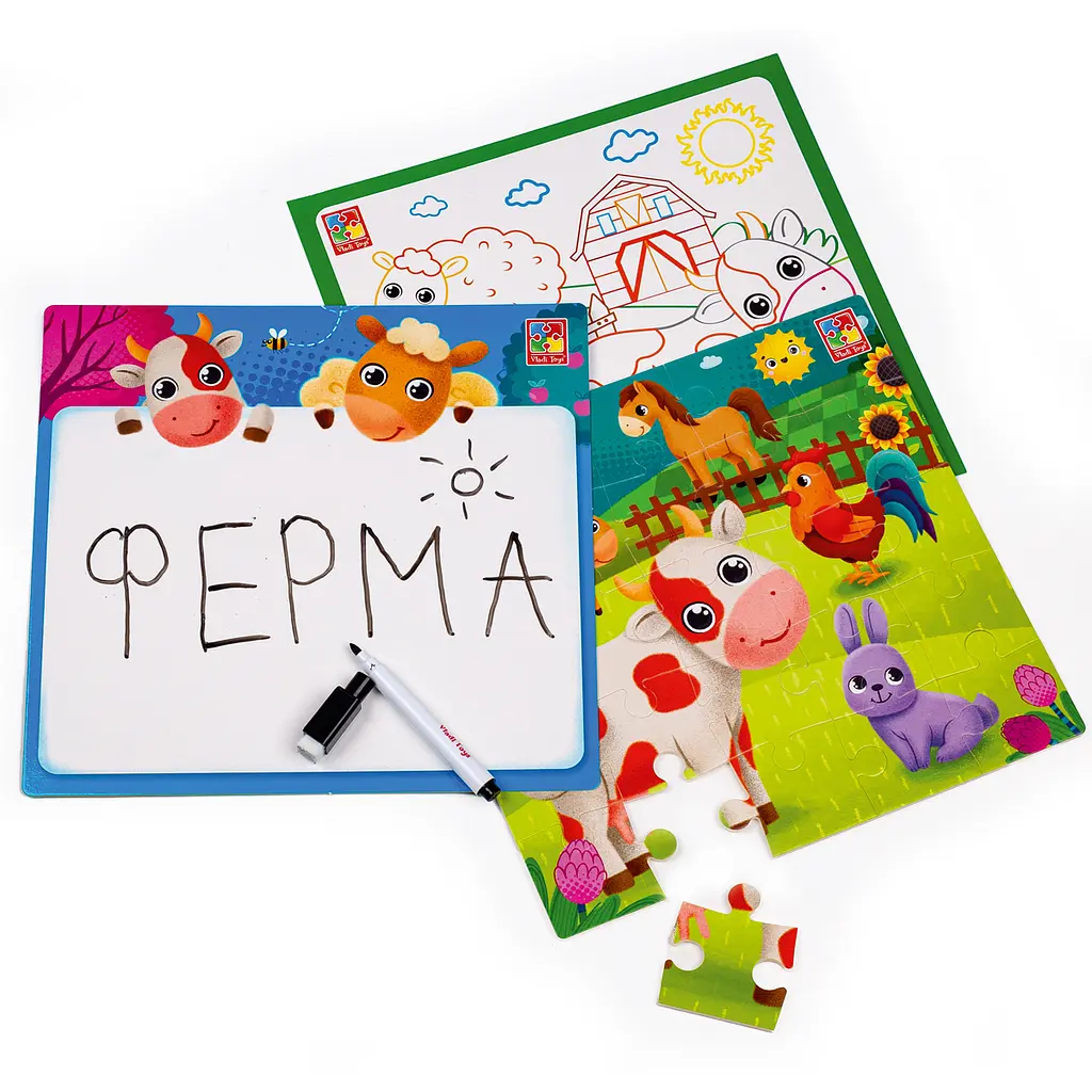 Розвиваючий набір 4 в 1 Vladi Toys Ферма, укр. мова - фото 3