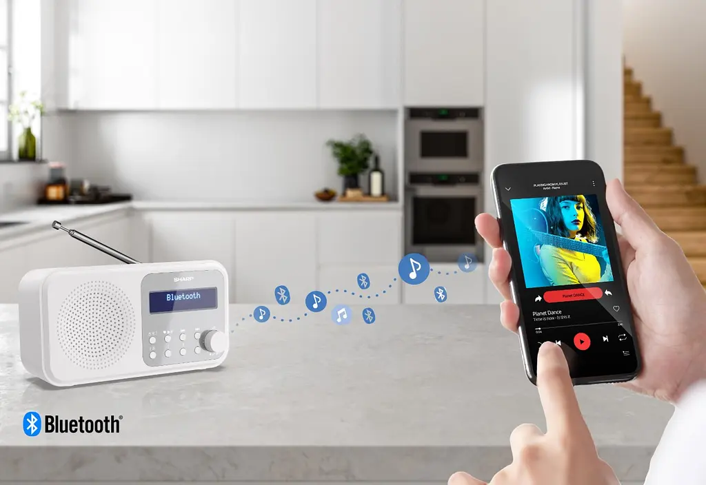 Радіоприймач портативний Sharp DRP420WH DAB+, FM, Bluetooth, батарейки, мережа - фото 9