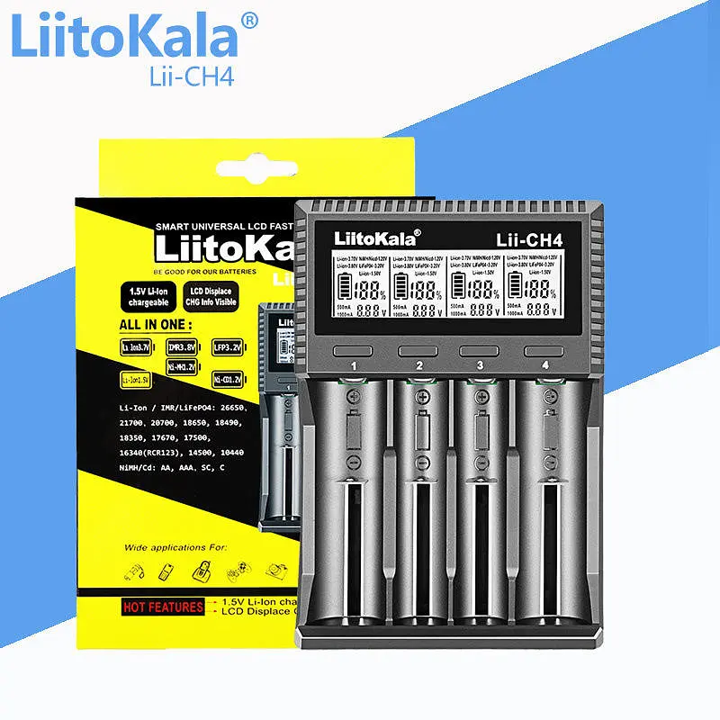 Зарядний пристрій LiitoKala Lii-CH4 для акумуляторів АА, ААА, 18650, 21700, 26650 Li-ion, Ni-MH, Ni-Cd (19422) - фото 2
