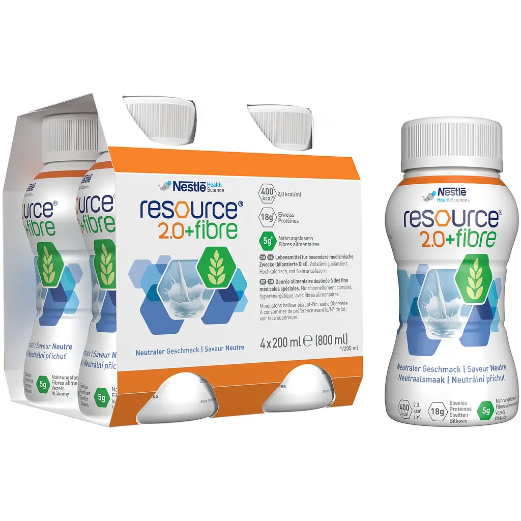 Набор энтеральное питание Nestle Health Science Resource 2.0+Fibre с нейтральным вкусом 3.2 л (4 уп. х 4 шт. х 200 мл) - фото 2