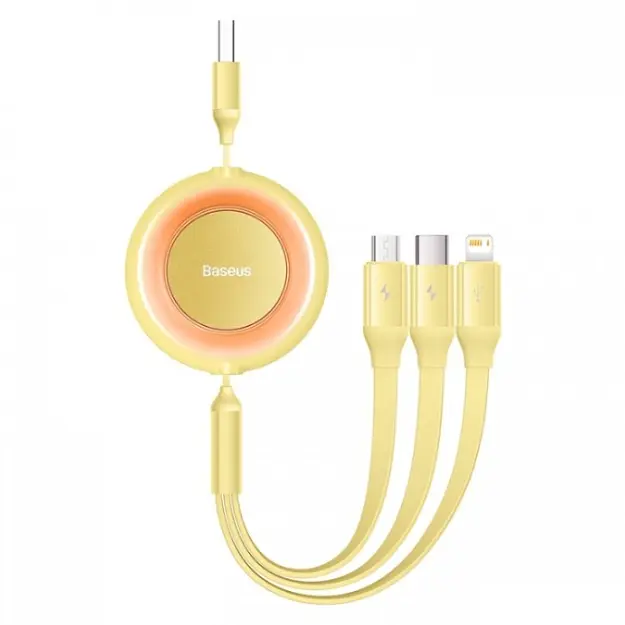Кабель Baseus Bright Mirror 2 Series 3-in-1 Cable USB to MicroUSB+Lightning+Type-C 3.5A 1.1m CAMJ010011 Yellow - фото 2
