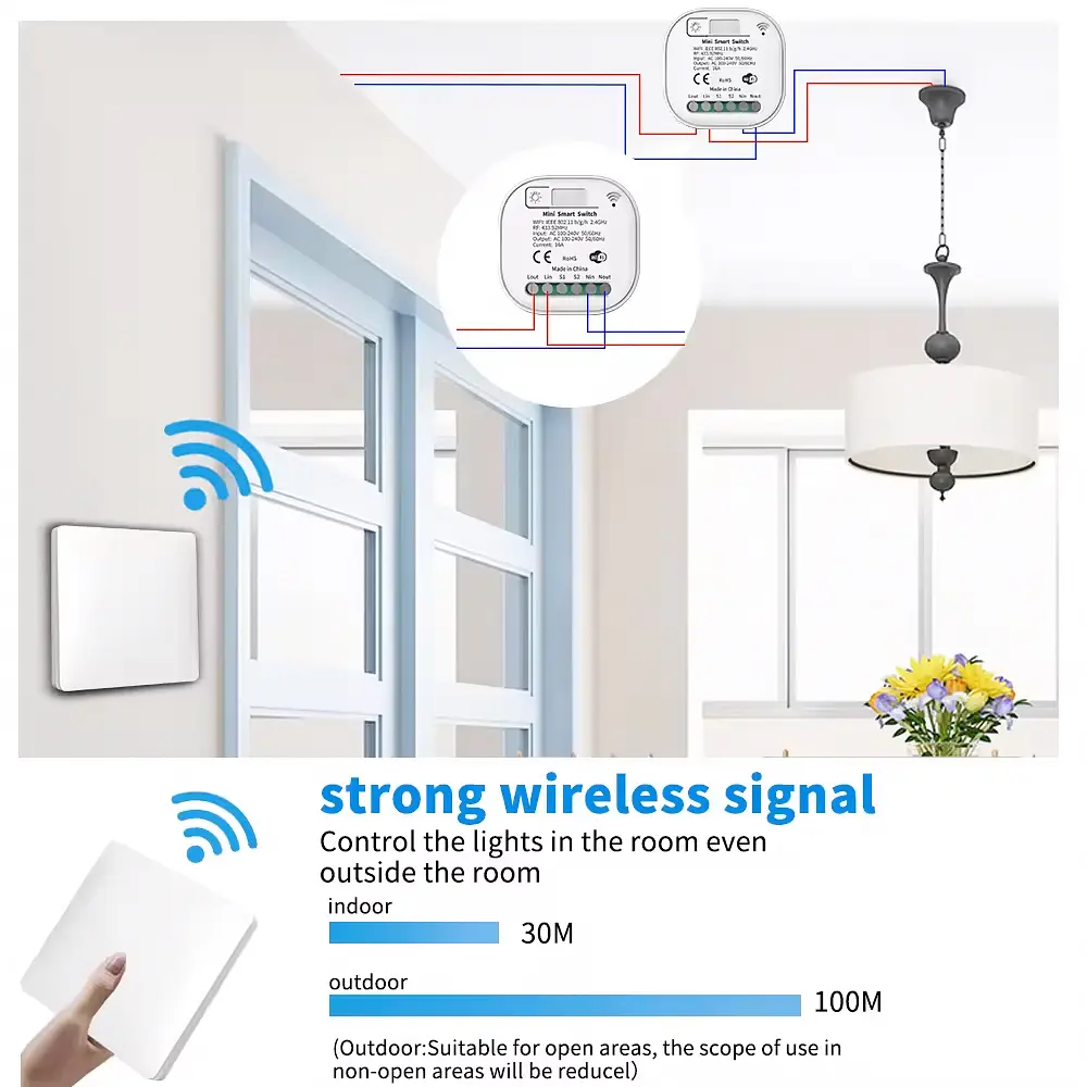 Вимикач прохідний бездротовий з Wi-Fi 2 вимикачі та 1 реле Білий - фото 6