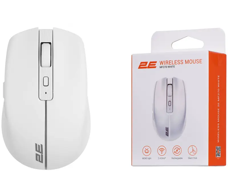 Миша 2E MF270 Silent Rechargeable WL White (-MF270WWH) - фото 6
