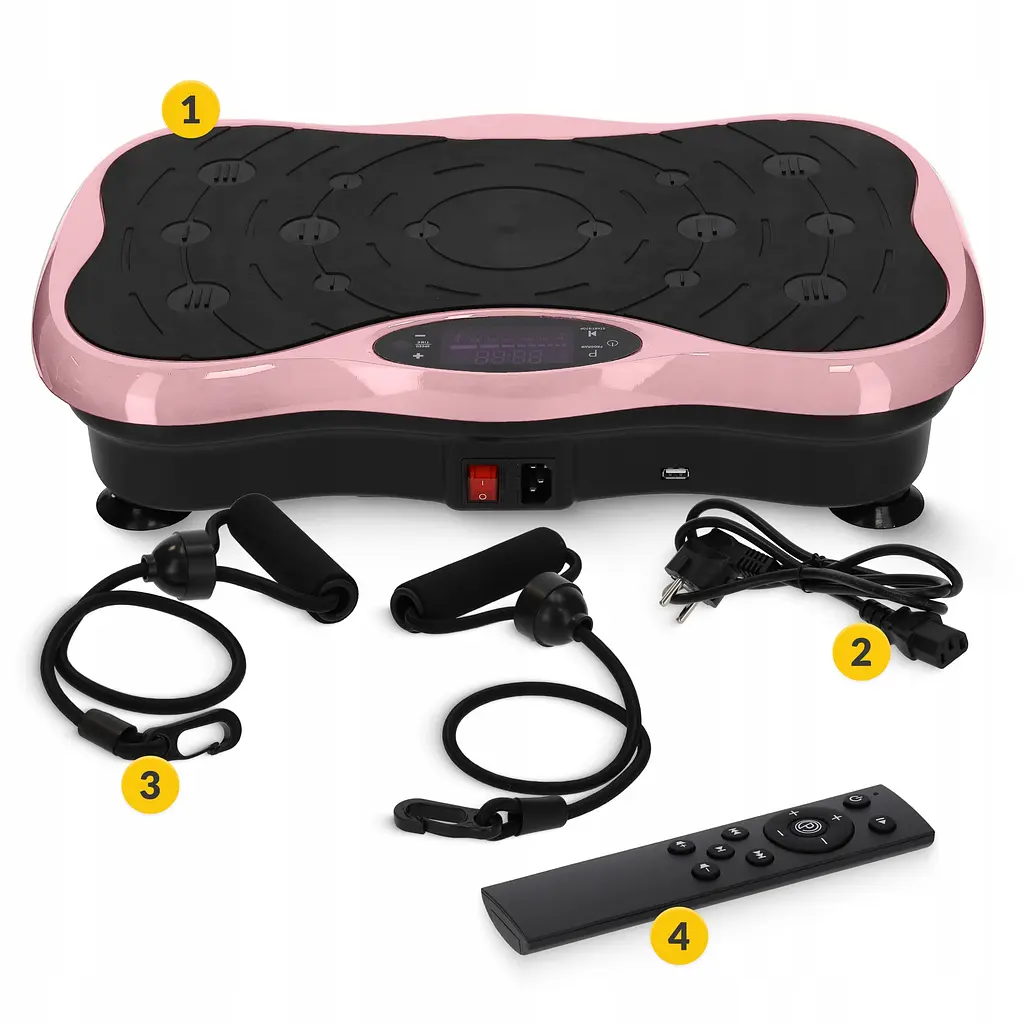 Віброплатформа для тренувань 4FIZJO Ultra+ з пультом та еспандерами Black/Pink (P-5905973402880) - фото 5