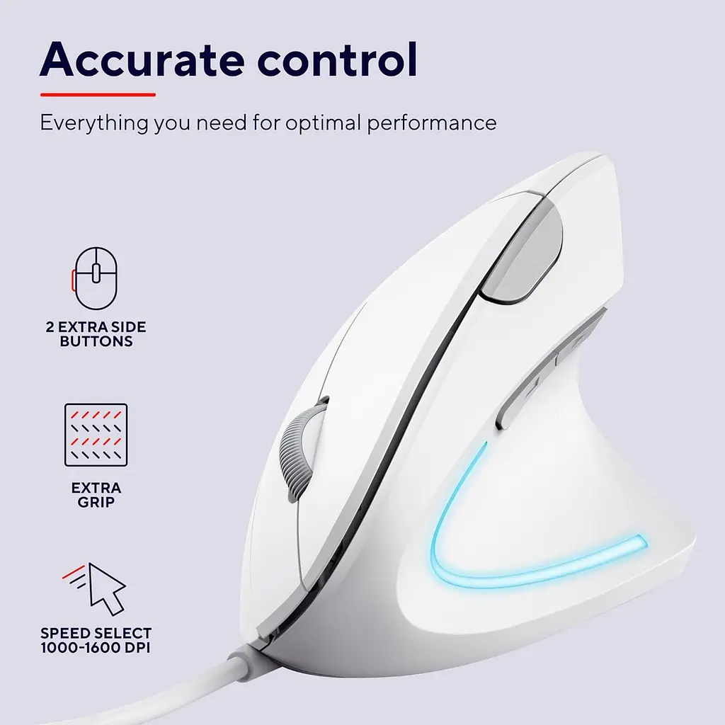 Компьютерная мышь Trust Verto Ergonomic USB-A белый teh0013975 - фото 9