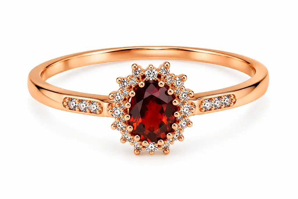 Жіноча каблучка Jewellery Continent з гранатом із червоного золота 14.5 (К-0884) - фото 2