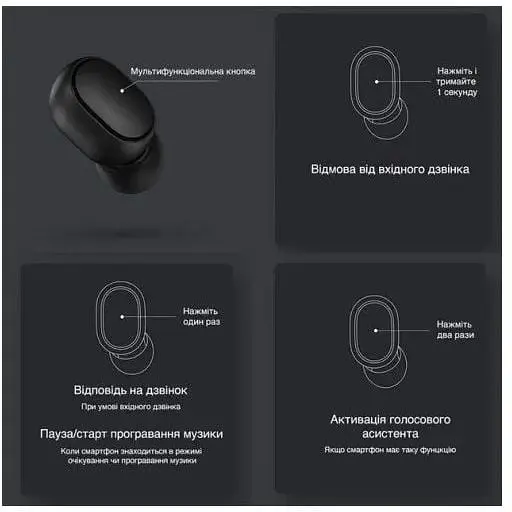 Навушники бездротові Xiaomi Redmi AirDots 2 TWS чорні (BHR4196CN) BHR4196CN - фото 6
