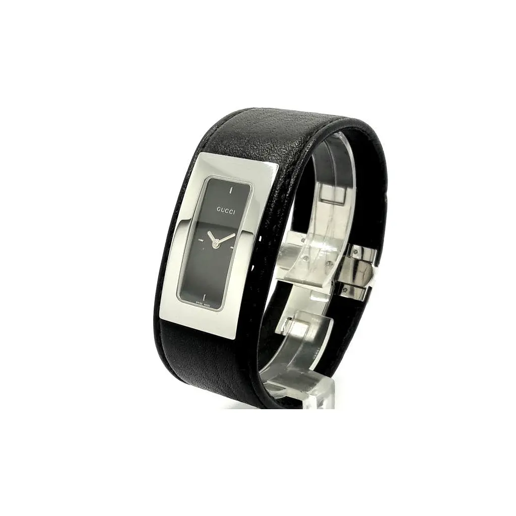 Наручний годинник Gucci 7800SR 07835 steel, black dial, black leather - фото 2