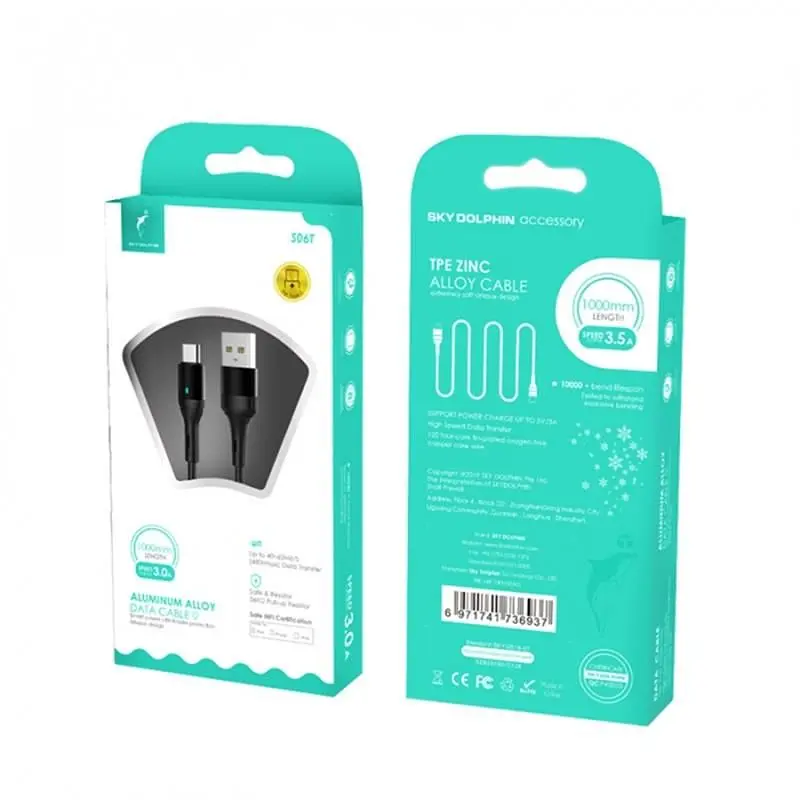 Кабель SkyDolphin S06T LED Smart Power USB - USB Type-C (M/M), 1 м, Black (USB-000557) - фото 2