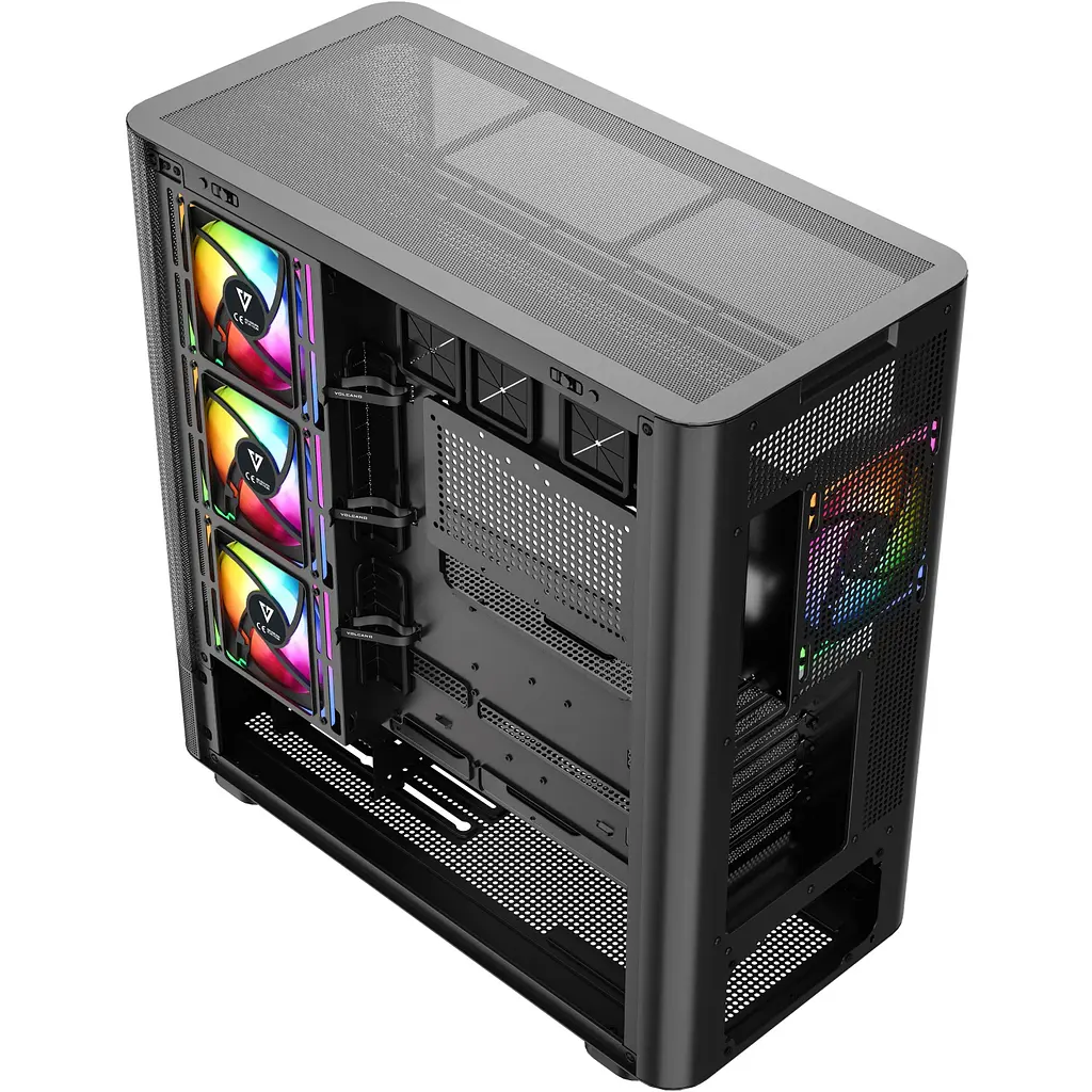Корпус ModeCom VOLCANO AQ500 ARGB MIDI FRONT LCD 6,2” 4x120mm fans BLACK без БЖ ATX - фото 7